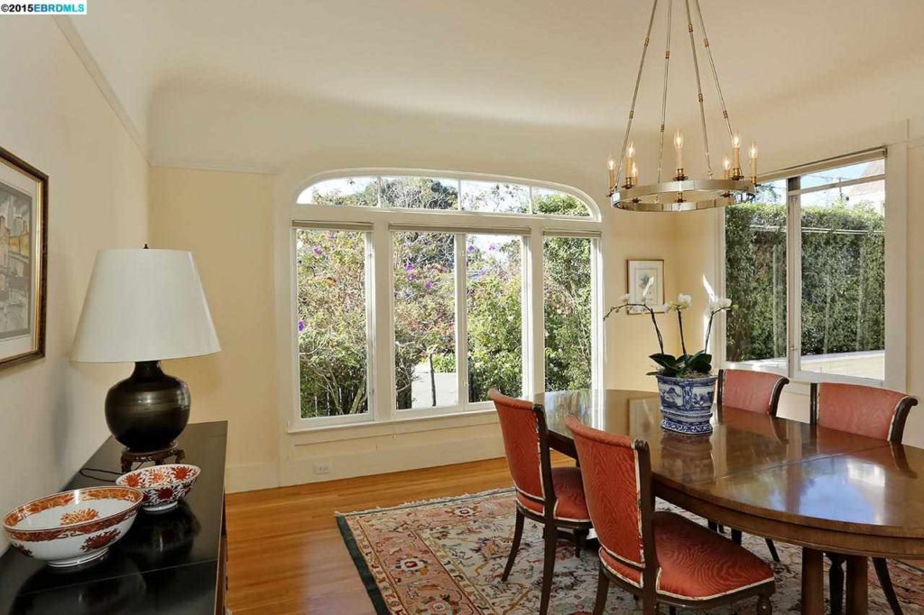The dining room is the mirror image of the living room. (Note that these images are from the MLS at the time of sale.)
